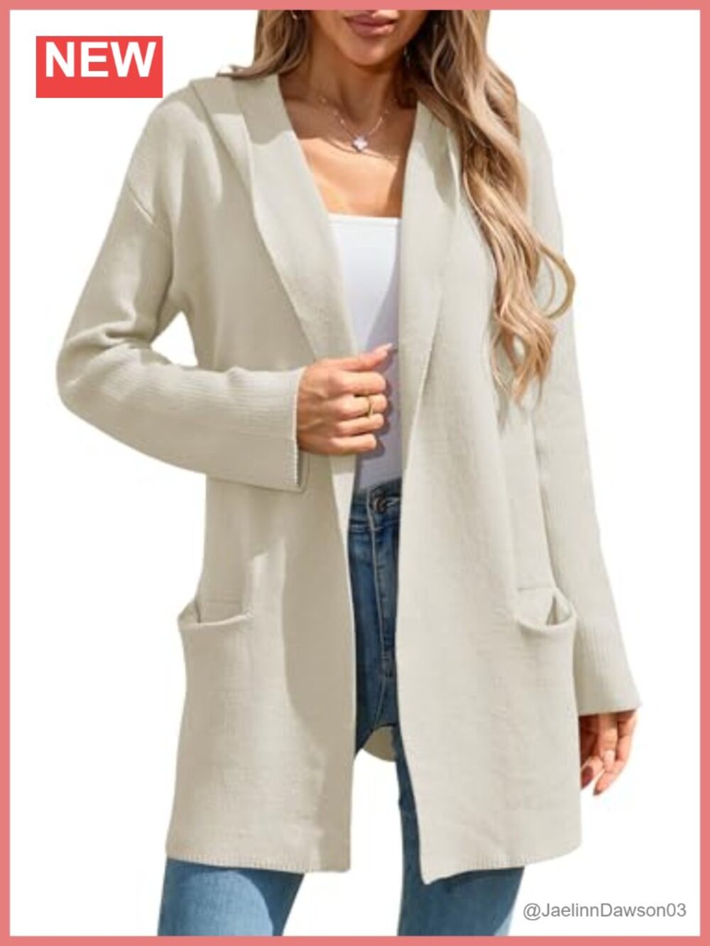 Hooded Long Cardigan Oversized Open Front Knit Sweater Coat Pockets